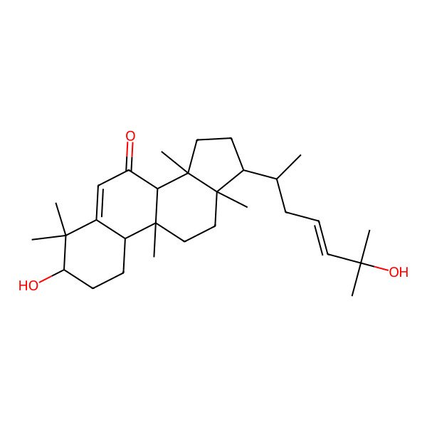 2D Structure of (3S,8R,9S,13R,14S,17R)-3-hydroxy-17-[(E,2R)-6-hydroxy-6-methylhept-4-en-2-yl]-4,4,9,13,14-pentamethyl-1,2,3,8,10,11,12,15,16,17-decahydrocyclopenta[a]phenanthren-7-one