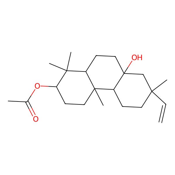 2D Structure of (7-Ethenyl-8a-hydroxy-1,1,4a,7-tetramethyl-2,3,4,4b,5,6,8,9,10,10a-decahydrophenanthren-2-yl) acetate 2D Structure of (7-Ethenyl-8a-hydroxy-1,1,4a,7-tetramethyl-2,3,4,4b,5,6,8,9,10,10a-decahydrophenanthren-2-yl) acetate