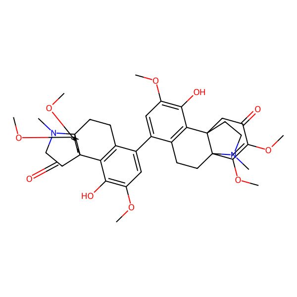 2D Structure of 3-Hydroxy-6-(3-hydroxy-4,11,12-trimethoxy-17-methyl-13-oxo-17-azatetracyclo[8.4.3.01,10.02,7]heptadeca-2(7),3,5,11-tetraen-6-yl)-4,11,12-trimethoxy-17-methyl-17-azatetracyclo[8.4.3.01,10.02,7]heptadeca-2(7),3,5,11-tetraen-13-one