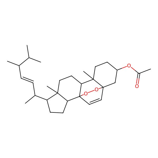 2D Structure of (3S,5S,8R,9R,10R,13R,14R,17R)-10,13,14-Trimethyl-17-[(1R,2E,4R)-1,4,5-trimethyl-2-hexenyl]-1,3,4,9,10,11,12,13,14,15,16,17-dodecahydro-2H-5,8-epidioxycyclopenta[a]phenanthren-3-yl acetate