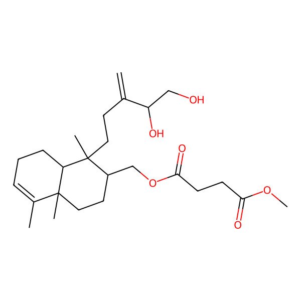 2D Structure of 4-O-[[1-(4,5-dihydroxy-3-methylidenepentyl)-1,4a,5-trimethyl-2,3,4,7,8,8a-hexahydronaphthalen-2-yl]methyl] 1-O-methyl butanedioate