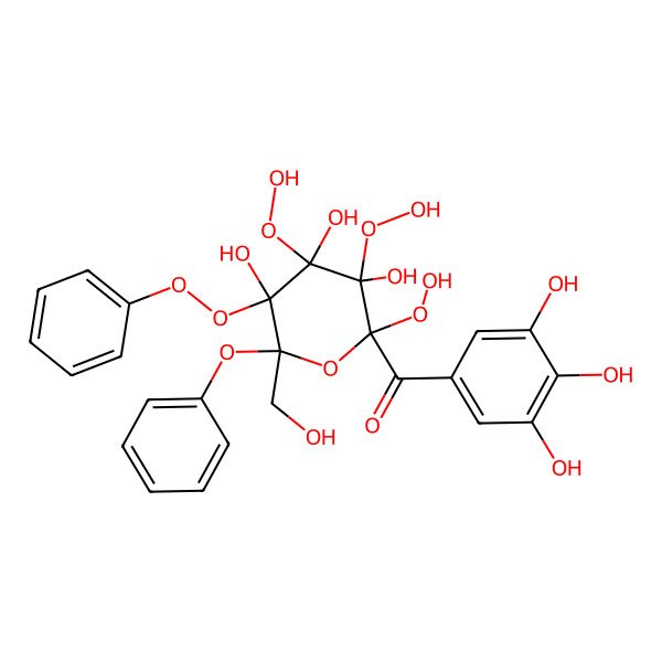 2D Structure of [(2S,3R,4R,5R,6R)-2,3,4-trihydroperoxy-3,4,5-trihydroxy-6-(hydroxymethyl)-6-phenoxy-5-phenylperoxyoxan-2-yl]-(3,4,5-trihydroxyphenyl)methanone