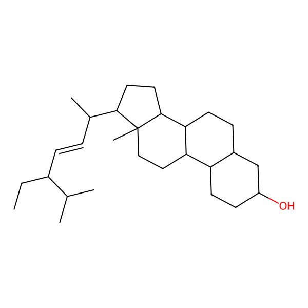 2D Structure of (3R,5S,8R,9R,10S,13R,14R,17R)-17-[(E,2R,5S)-5-ethyl-6-methylhept-3-en-2-yl]-13-methyl-1,2,3,4,5,6,7,8,9,10,11,12,14,15,16,17-hexadecahydrocyclopenta[a]phenanthren-3-ol