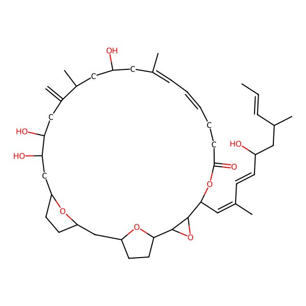 2D Structure of (10Z,12Z)-15,20,21-trihydroxy-5-[(1E,3E,8E)-5-hydroxy-2,7-dimethyldeca-1,3,8-trienyl]-13,17-dimethyl-18-methylidene-3,6,31,32-tetraoxatetracyclo[26.2.1.123,26.02,4]dotriaconta-10,12-dien-7-one