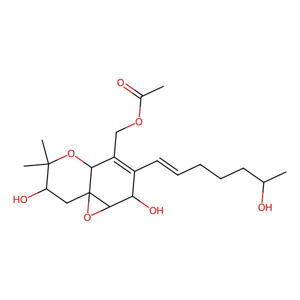 2D Structure of [2,7-dihydroxy-3-(6-hydroxyhept-1-enyl)-6,6-dimethyl-2,4a,7,8-tetrahydro-1aH-oxireno[2,3-e]chromen-4-yl]methyl acetate
