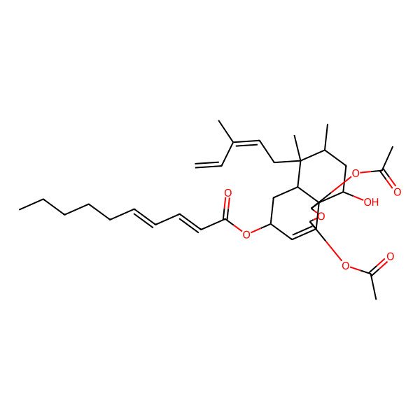 2D Structure of [(1S,3R,5R,6aS,7R,8R,10R,10aS)-1,3-diacetyloxy-10-hydroxy-7,8-dimethyl-7-[(2E)-3-methylpenta-2,4-dienyl]-1,3,5,6,6a,8,9,10-octahydrobenzo[d][2]benzofuran-5-yl] (2Z,4E)-deca-2,4-dienoate