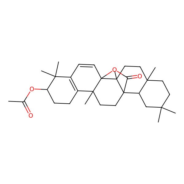 2D Structure of [(1R,4S,8S,13R,14S,17R,22R)-4,9,9,14,17,20,20-heptamethyl-23-oxo-24-oxahexacyclo[11.9.2.01,14.04,13.05,10.017,22]tetracosa-5(10),11-dien-8-yl] acetate