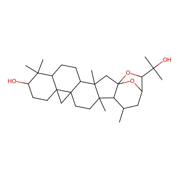 2D Structure of (1R,3S,4S,7R,9S,12R,14S,17R,18R,19R,21R,22S)-22-(2-hydroxypropan-2-yl)-3,8,8,17,19-pentamethyl-23,24-dioxaheptacyclo[19.2.1.01,18.03,17.04,14.07,12.012,14]tetracosan-9-ol