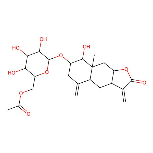 2D Structure of [3,4,5-Trihydroxy-6-[(8-hydroxy-8a-methyl-3,5-dimethylidene-2-oxo-3a,4,4a,6,7,8,9,9a-octahydrobenzo[f][1]benzofuran-7-yl)oxy]oxan-2-yl]methyl acetate