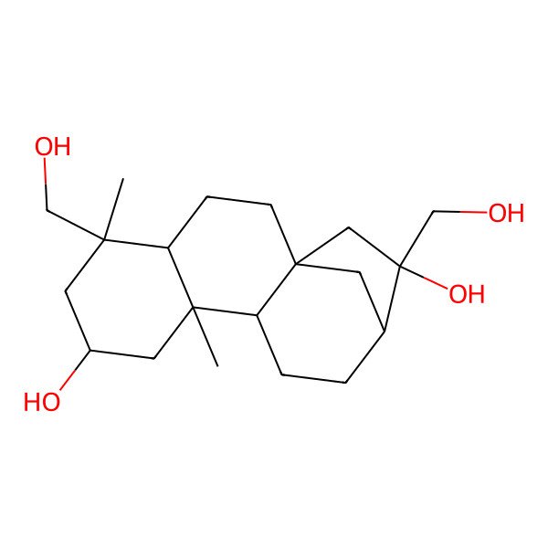 2D Structure of (1S,4S,5S,7S,9S,10S,13R,14R)-5,14-bis(hydroxymethyl)-5,9-dimethyltetracyclo[11.2.1.01,10.04,9]hexadecane-7,14-diol