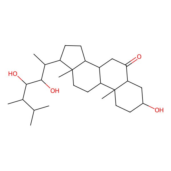 2D Structure of (3R,5S,8S,9S,10R,13R,14S,17R)-17-[(2S,3R,4R,5R)-3,4-dihydroxy-5,6-dimethylheptan-2-yl]-3-hydroxy-10,13-dimethyl-1,2,3,4,5,7,8,9,11,12,14,15,16,17-tetradecahydrocyclopenta[a]phenanthren-6-one