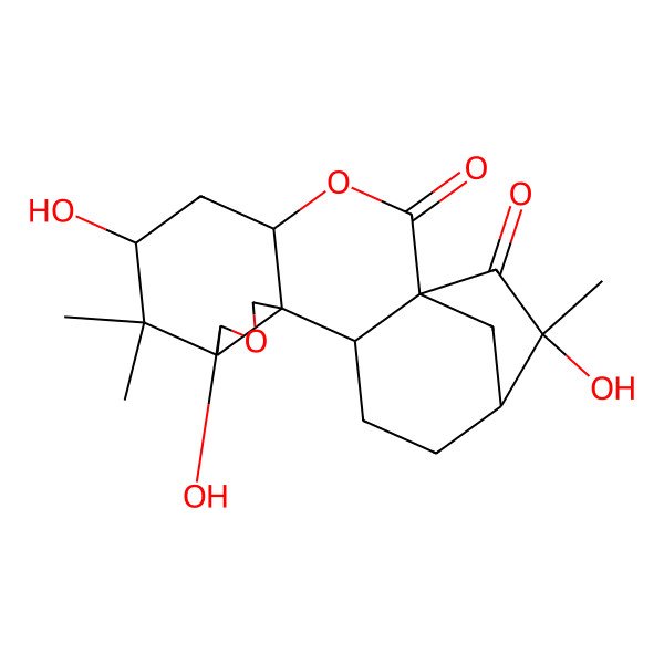 2D Structure of 6,9,17-Trihydroxy-7,7,17-trimethyl-3,10-dioxapentacyclo[14.2.1.01,13.04,12.08,12]nonadecane-2,18-dione
