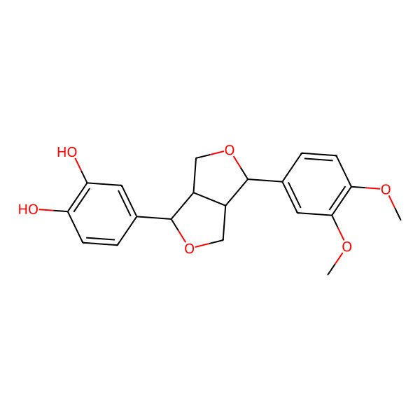 2D Structure of 4-[(3S,3aR,6S,6aR)-6-(3,4-dimethoxyphenyl)-1,3,3a,4,6,6a-hexahydrofuro[3,4-c]furan-3-yl]benzene-1,2-diol