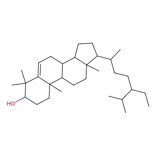 2D Structure of (3S,10R,13R)-17-[(5R)-5-ethyl-6-methylheptan-2-yl]-4,4,10,13-tetramethyl-1,2,3,7,8,9,11,12,14,15,16,17-dodecahydrocyclopenta[a]phenanthren-3-ol