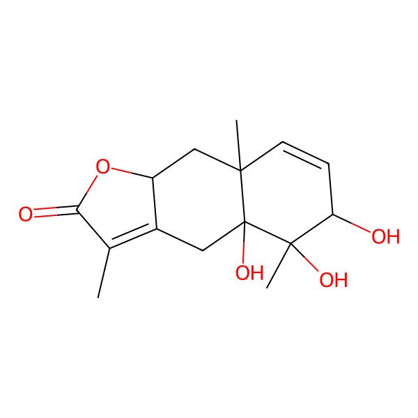 2D Structure of (4aR,5S,6S,8aS,9aS)-4a,5,6-trihydroxy-3,5,8a-trimethyl-4,6,9,9a-tetrahydrobenzo[f][1]benzofuran-2-one