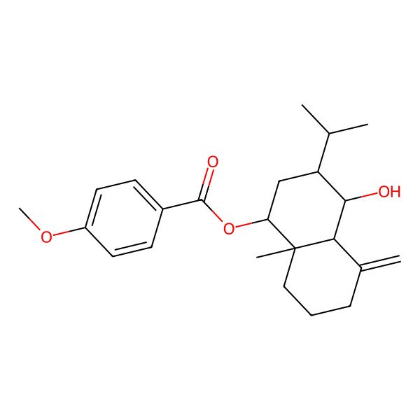 2D Structure of [(1R,3R,4S,4aS,8aR)-4-hydroxy-8a-methyl-5-methylidene-3-propan-2-yl-1,2,3,4,4a,6,7,8-octahydronaphthalen-1-yl] 4-methoxybenzoate