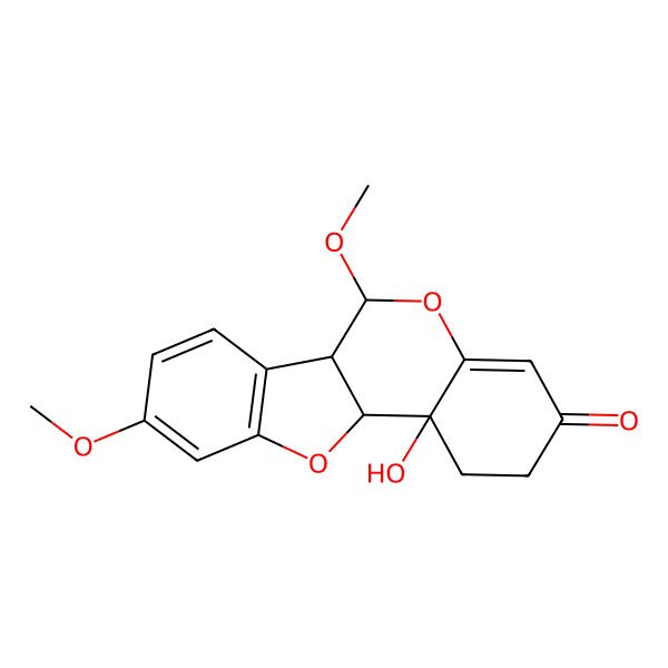 2D Structure of (6S,6aR,11aR,11bR)-11b-hydroxy-6,9-dimethoxy-2,6,6a,11a-tetrahydro-1H-[1]benzofuro[3,2-c]chromen-3-one