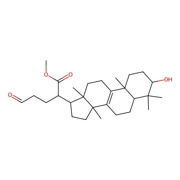 2D Structure of methyl 2-(3-hydroxy-4,4,10,13,14-pentamethyl-2,3,5,6,7,11,12,15,16,17-decahydro-1H-cyclopenta[a]phenanthren-17-yl)-5-oxopentanoate