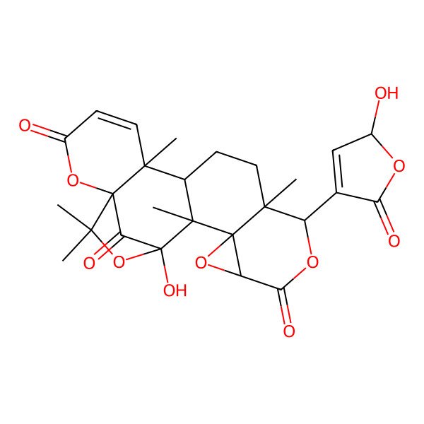 2D Structure of (1R,6R,7R,10S,11R,14S,16R,17R,18S)-18-hydroxy-11-[(2S)-2-hydroxy-5-oxo-2H-furan-4-yl]-6,10,17,20,20-pentamethyl-2,12,15,19-tetraoxahexacyclo[16.2.1.01,6.07,17.010,16.014,16]henicos-4-ene-3,13,21-trione