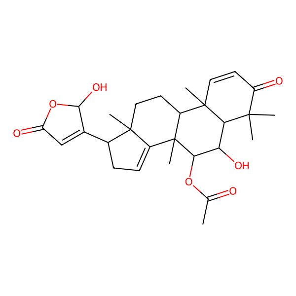 2D Structure of [(5R,6R,7S,8R,9R,10R,13S,17R)-6-hydroxy-17-[(2S)-2-hydroxy-5-oxo-2H-furan-3-yl]-4,4,8,10,13-pentamethyl-3-oxo-5,6,7,9,11,12,16,17-octahydrocyclopenta[a]phenanthren-7-yl] acetate