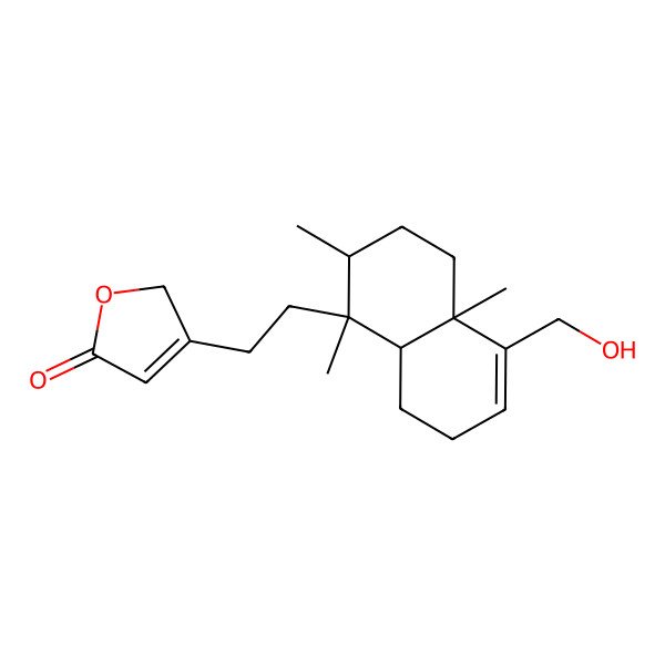 2D Structure of 3-[2-[(1S,2R,4aR,8aR)-5-(hydroxymethyl)-1,2,4a-trimethyl-2,3,4,7,8,8a-hexahydronaphthalen-1-yl]ethyl]-2H-furan-5-one