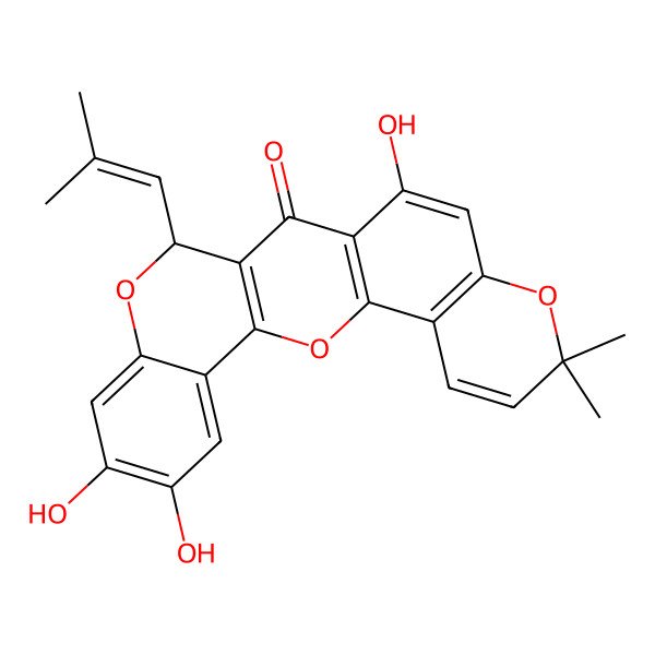 2D Structure of (15S)-11,19,20-trihydroxy-7,7-dimethyl-15-(2-methylprop-1-enyl)-2,8,16-trioxapentacyclo[12.8.0.03,12.04,9.017,22]docosa-1(14),3(12),4(9),5,10,17,19,21-octaen-13-one