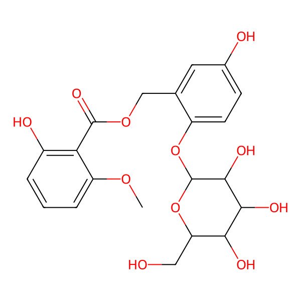 2D Structure of [5-Hydroxy-2-[3,4,5-trihydroxy-6-(hydroxymethyl)oxan-2-yl]oxyphenyl]methyl 2-hydroxy-6-methoxybenzoate
