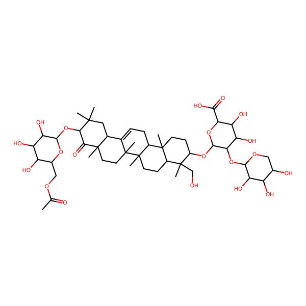 2D Structure of 6-[[10-[6-(acetyloxymethyl)-3,4,5-trihydroxyoxan-2-yl]oxy-4-(hydroxymethyl)-4,6a,6b,8a,11,11,14b-heptamethyl-9-oxo-2,3,4a,5,6,7,8,10,12,12a,14,14a-dodecahydro-1H-picen-3-yl]oxy]-3,4-dihydroxy-5-(3,4,5-trihydroxyoxan-2-yl)oxyoxane-2-carboxylic acid