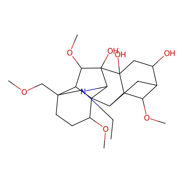 2D Structure of (1S,2R,3R,4S,5R,6S,8R,9S,10S,13S,16R,17R,18S)-11-ethyl-4,16,18-trimethoxy-13-(methoxymethyl)-11-azahexacyclo[7.7.2.12,5.01,10.03,8.013,17]nonadecane-6,8,9-triol