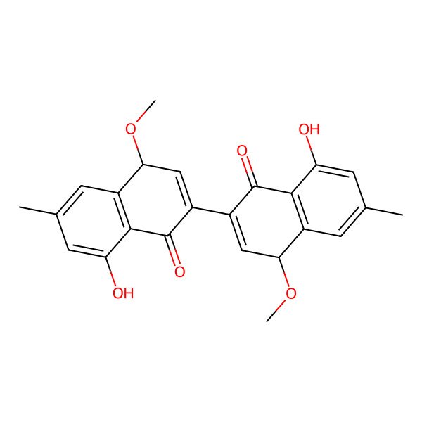 2D Structure of (4R)-8-hydroxy-2-[(4R)-8-hydroxy-4-methoxy-6-methyl-1-oxo-4H-naphthalen-2-yl]-4-methoxy-6-methyl-4H-naphthalen-1-one