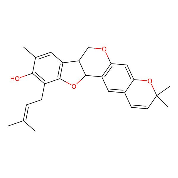 2D Structure of 7,17,17-Trimethyl-5-(3-methylbut-2-enyl)-3,12,16-trioxapentacyclo[11.8.0.02,10.04,9.015,20]henicosa-1(13),4(9),5,7,14,18,20-heptaen-6-ol
