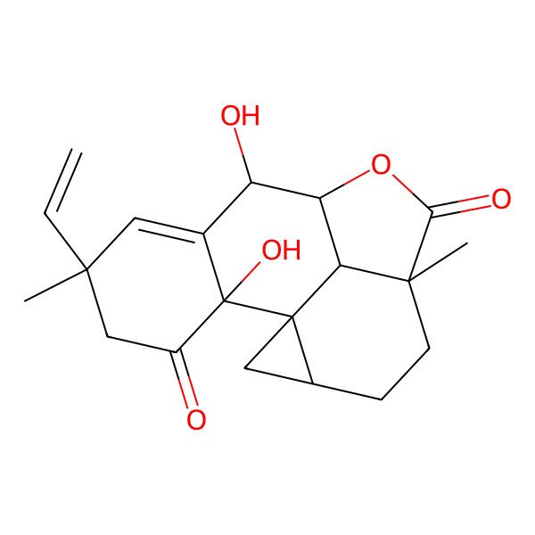 2D Structure of 5-Ethenyl-2,8-dihydroxy-5,12-dimethyl-10-oxapentacyclo[7.7.1.01,15.02,7.012,17]heptadec-6-ene-3,11-dione