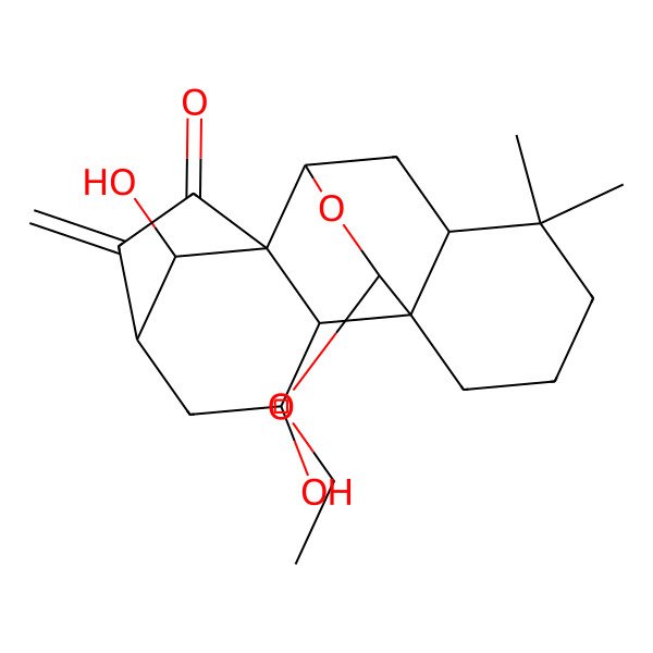 2D Structure of (1S,2S,3S,5S,8S,9S,11R,16S,18R)-16-ethoxy-3,18-dihydroxy-12,12-dimethyl-6-methylidene-17-oxapentacyclo[7.6.2.15,8.01,11.02,8]octadecan-7-one