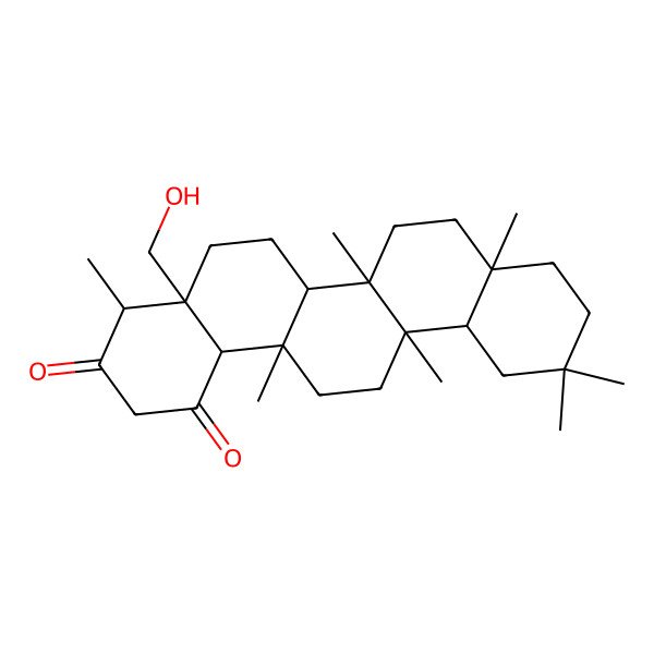 2D Structure of (4R,4aS,6aS,6aS,6bR,8aR,12aR,14aR,14bS)-4a-(hydroxymethyl)-4,6a,6b,8a,11,11,14a-heptamethyl-5,6,6a,7,8,9,10,12,12a,13,14,14b-dodecahydro-4H-picene-1,3-dione