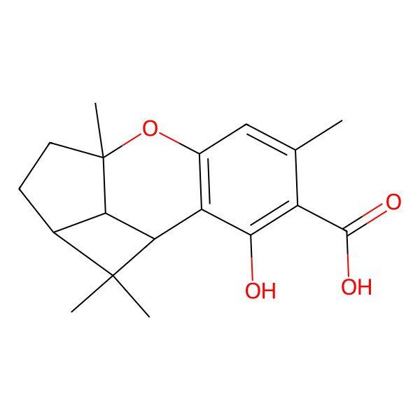 2D Structure of (1S,9S,12R,14S)-3-hydroxy-5,9,13,13-tetramethyl-8-oxatetracyclo[7.4.1.02,7.012,14]tetradeca-2(7),3,5-triene-4-carboxylic acid