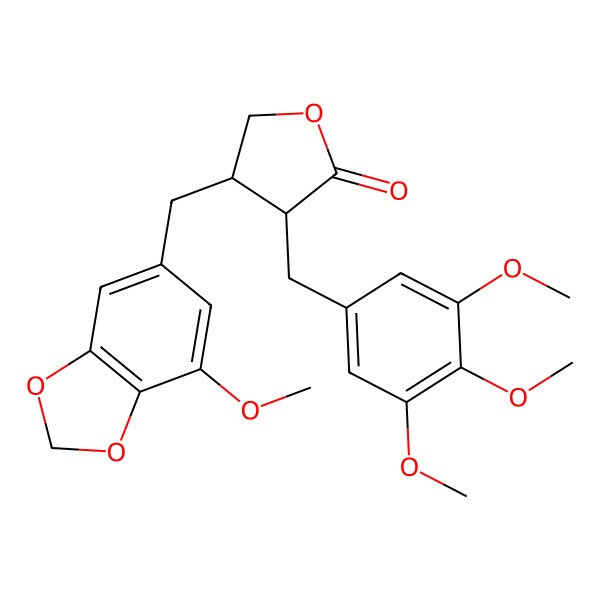 2D Structure of (3R,4R)-4-[(7-methoxy-1,3-benzodioxol-5-yl)methyl]-3-[(3,4,5-trimethoxyphenyl)methyl]tetrahydrofuran-2-one