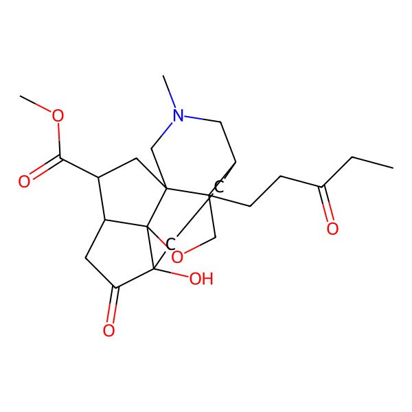 2D Structure of methyl (1R,5S,8S,11S,12R,15R,17R)-8-hydroxy-3-methyl-9-oxo-15-(3-oxopentyl)-13-oxa-3-azapentacyclo[9.4.2.01,12.05,15.08,12]heptadecane-17-carboxylate