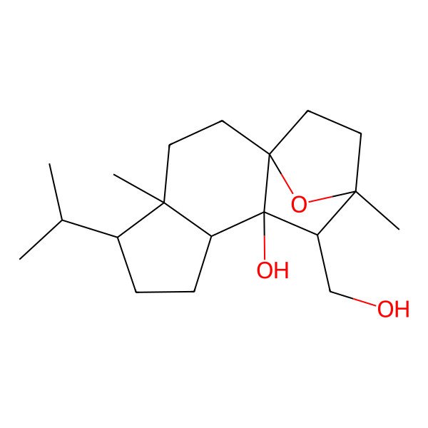2D Structure of (1R,4S,5S,8S,9S,10S,11S)-10-(hydroxymethyl)-4,11-dimethyl-5-propan-2-yl-14-oxatetracyclo[9.2.1.01,9.04,8]tetradecan-9-ol