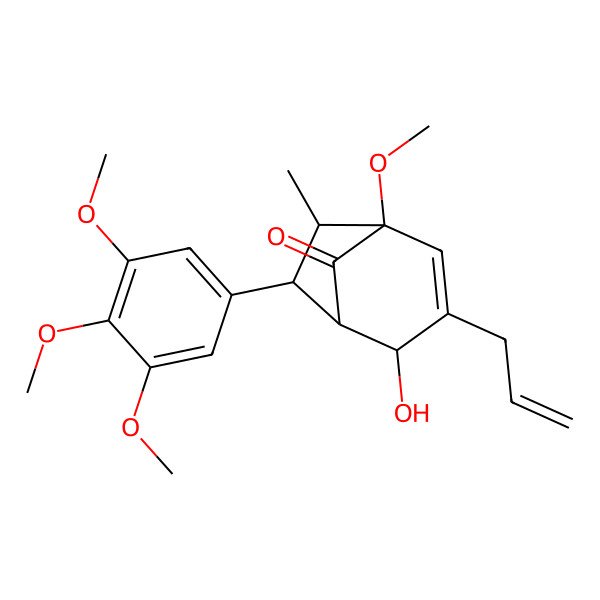 2D Structure of (1S,4R,5R,6R,7R)-4-hydroxy-1-methoxy-7-methyl-3-prop-2-enyl-6-(3,4,5-trimethoxyphenyl)bicyclo[3.2.1]oct-2-en-8-one
