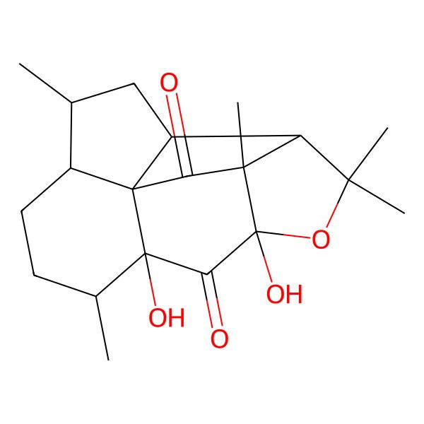 2D Structure of (1S,2S,4S,5R,8S,9S,11S,14S,15S)-9,11-dihydroxy-4,8,13,13,15-pentamethyl-12-oxapentacyclo[7.7.0.01,5.02,14.011,15]hexadecane-10,16-dione