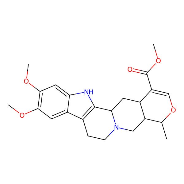 2D Structure of Oxayohimban-16-carboxylic acid, 16,17-didehydro-10,11-dimethoxy-19-methyl-, methyl ester, (3beta,19alpha,20alpha)-