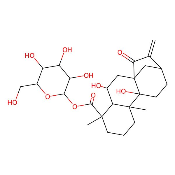 2D Structure of ent-6,9-Dihydroxy-15-oxo-16-kauren-19-oic acid beta-D-glucopyranosyl ester