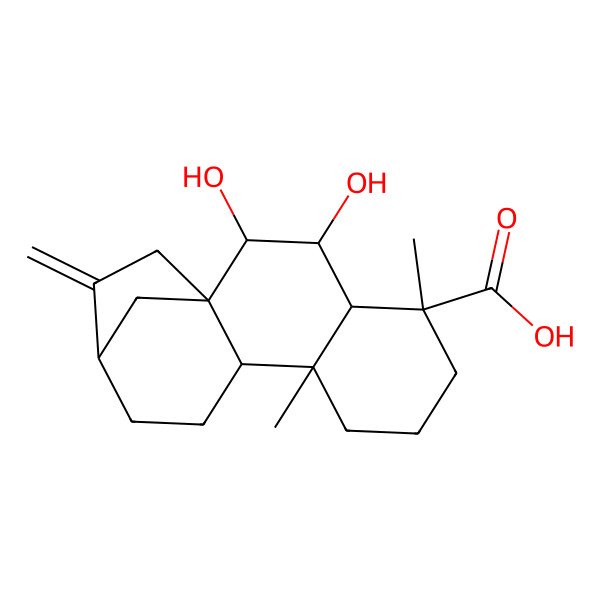 2D Structure of ent-6alpha,7alpha-Dihydroxykaur-16-en-19-oic acid