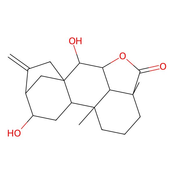 2D Structure of ent-7alpha,12beta-Dihydroxy-16-kauren-19,6beta-olide