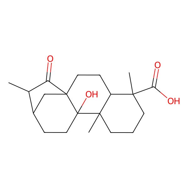 2D Structure of ent-9-Hydroxy-15-oxokauran-19-oic acid