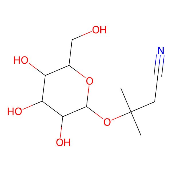 2D Structure of 3-(beta-D-Glucopyranosyloxy)-3-methylbutanenitrile 2D Structure of 3-(beta-D-Glucopyranosyloxy)-3-methylbutanenitrile
