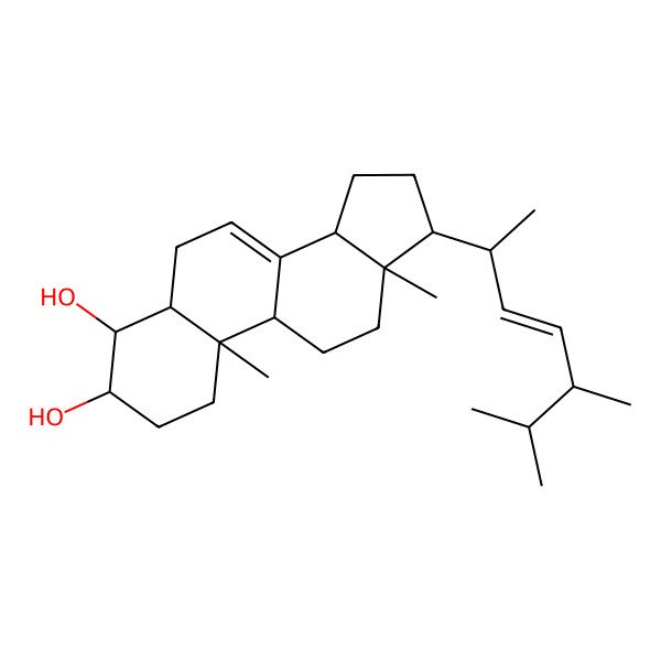 2D Structure of Ergost-7,22-dien-3beta,4alpha-diol