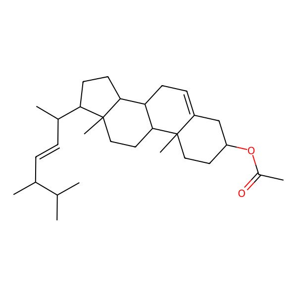 2D Structure of Ergosta-5,22-dien-3-ol, acetate, (3beta,22E)-