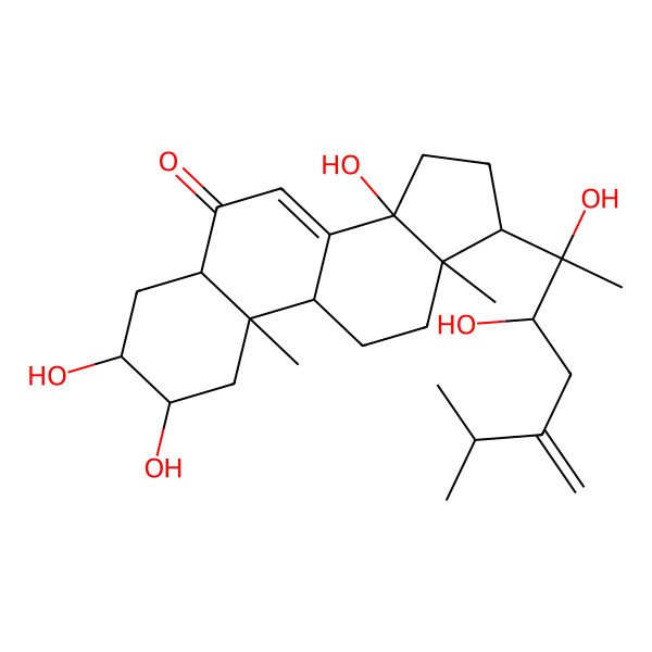 2D Structure of Ergosta-7,24(28)-dien-6-one, 2,3,14,20,22-pentahydroxy-, (2beta,3beta,5beta,22R)-