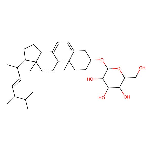 2D Structure of (3beta,22E)-ergosta-5,7,22-trien-3-yl beta-D-glucopyranoside